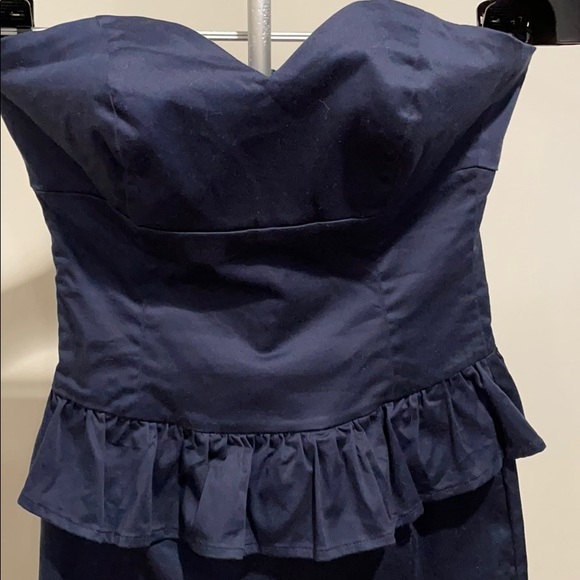 Gloss Strapless Mini Dress with Ruffle - Picture 3 of 6